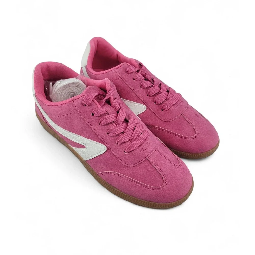 Dolce Vita Womens 7 Sneakers‎ Suede Pink White Gum Sole Casual Retro Low